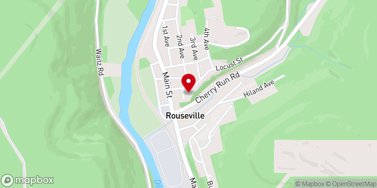 Map showing location of Rouseville United Methodist Church