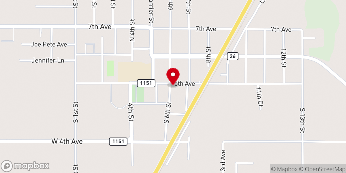Map showing location of Allen Parish Fire Dept. Oberlin Station
