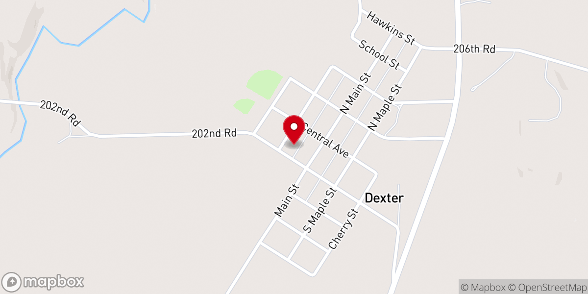 Map showing location of Dexter Outreach Church