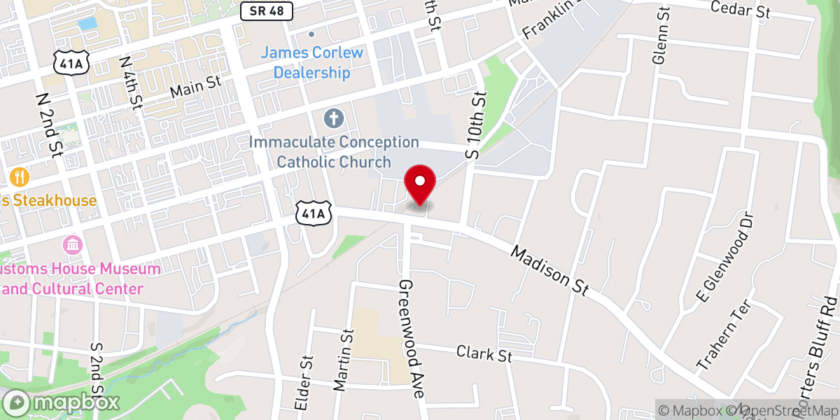 Map showing location of Church of the Resurrection, Clarksville