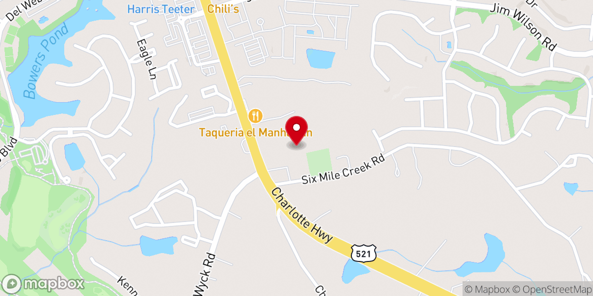 Map showing location of Sixmile Creek Church