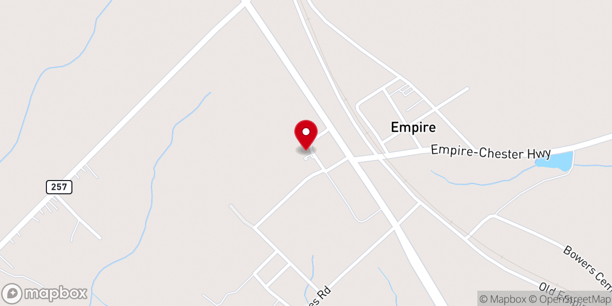 Map showing location of New Hope Free Will Baptist Church