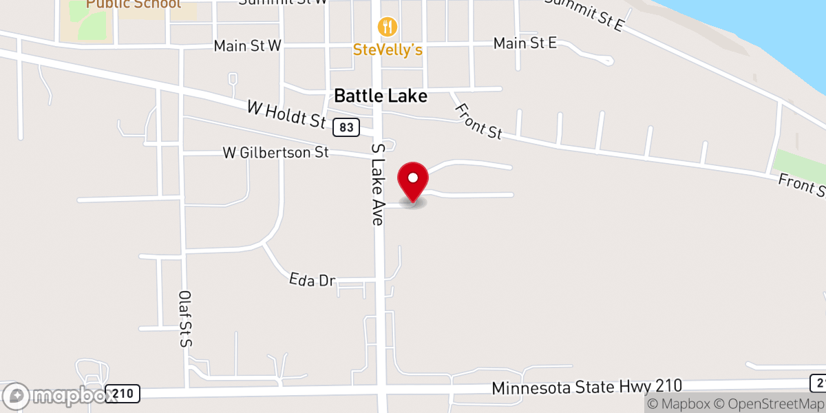 Map showing location of Bethel Lutheran Church - Battle Lake Campus