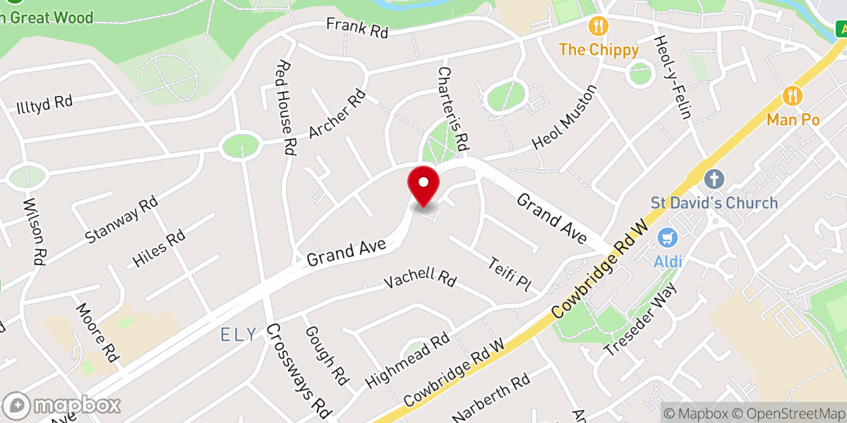 Map showing location of MOR Church - Cardiff