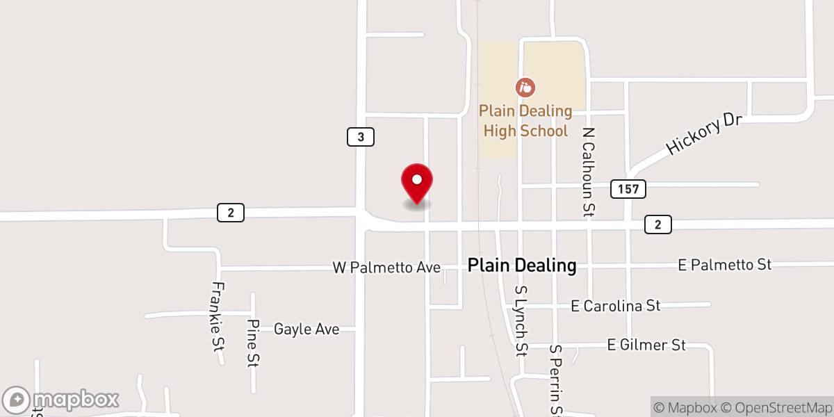 Map showing location of Plain Dealing Town Marshal