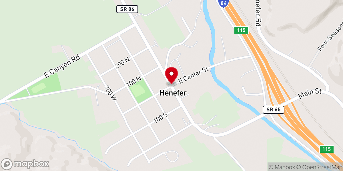 Map showing location of Henefer