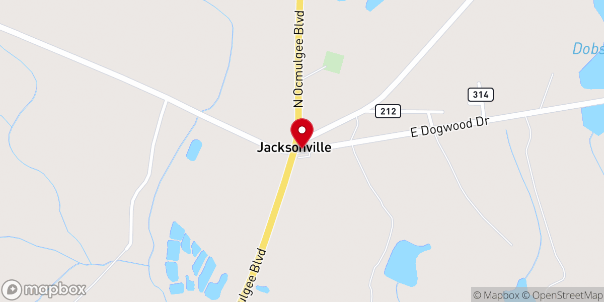 Map showing location of Jacksonville Methodist Church
