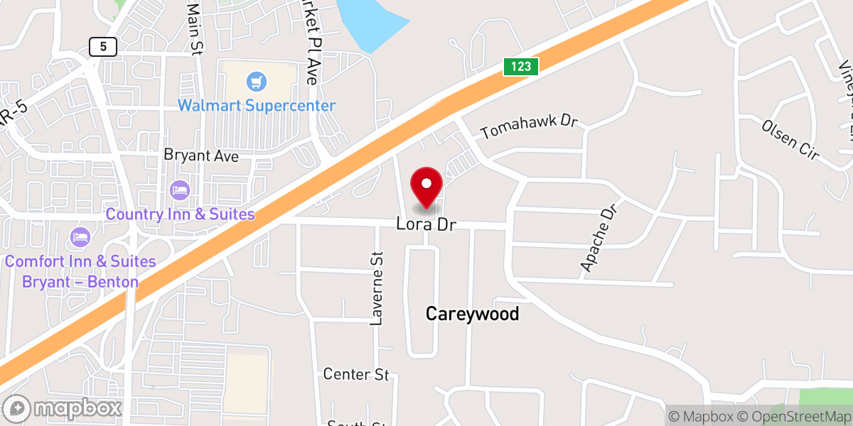 Map showing location of Indian Springs Baptist Church
