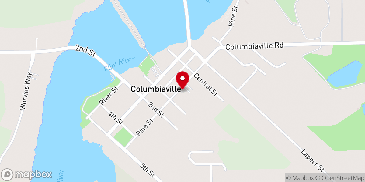 Map showing location of Village of Columbiaville