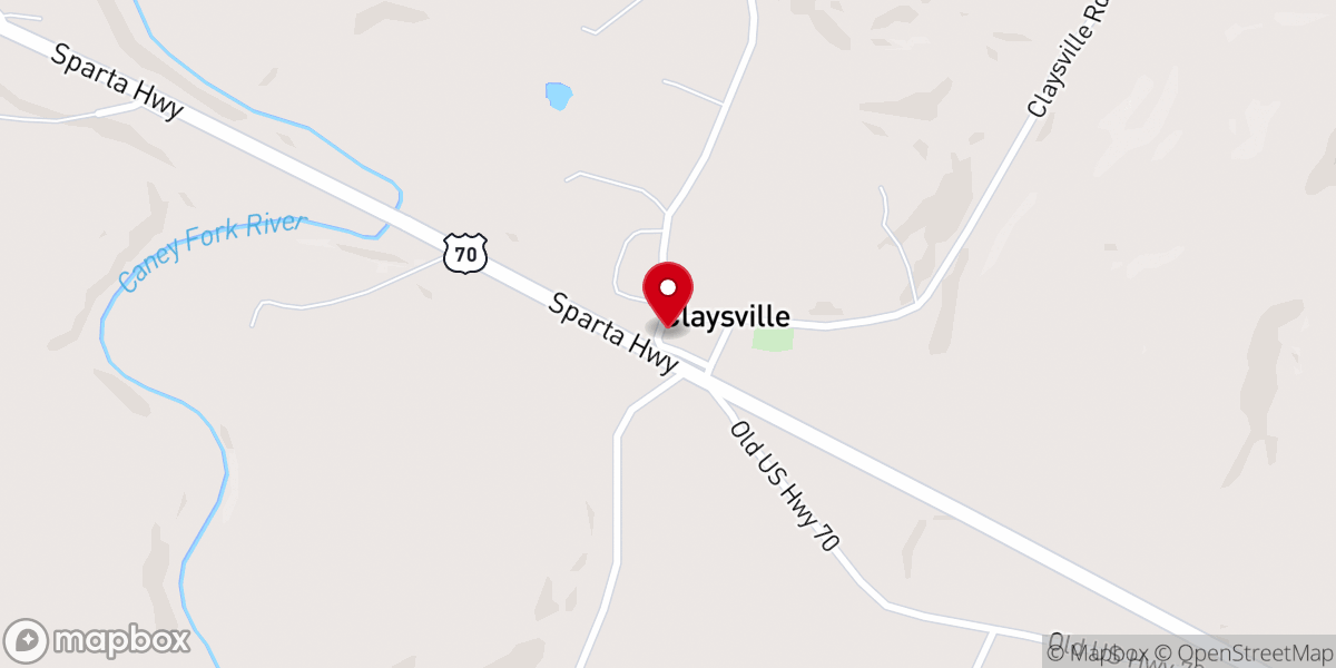 Map showing location of Claysville Methodist Church
