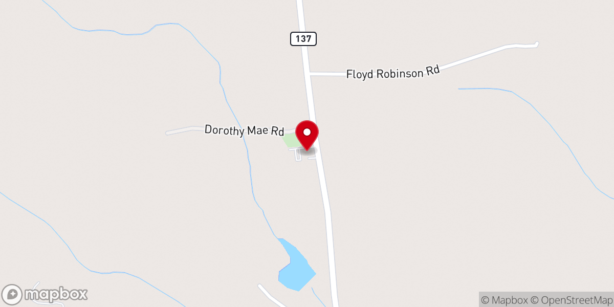 Map showing location of Turners Chapel Free Will Baptist