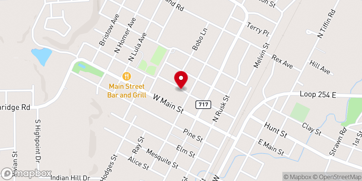 Map showing location of First Baptist Church of Ranger