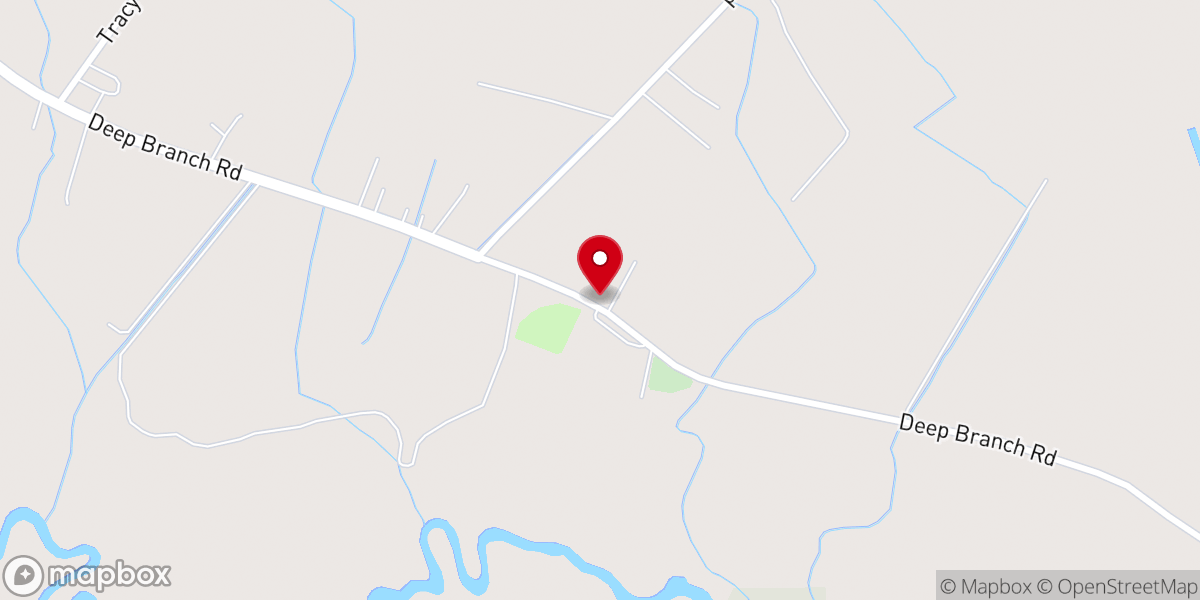 Map showing location of Deep Branch Baptist Church
