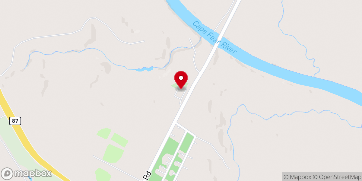 Map showing location of Tar Heel Baptist Church