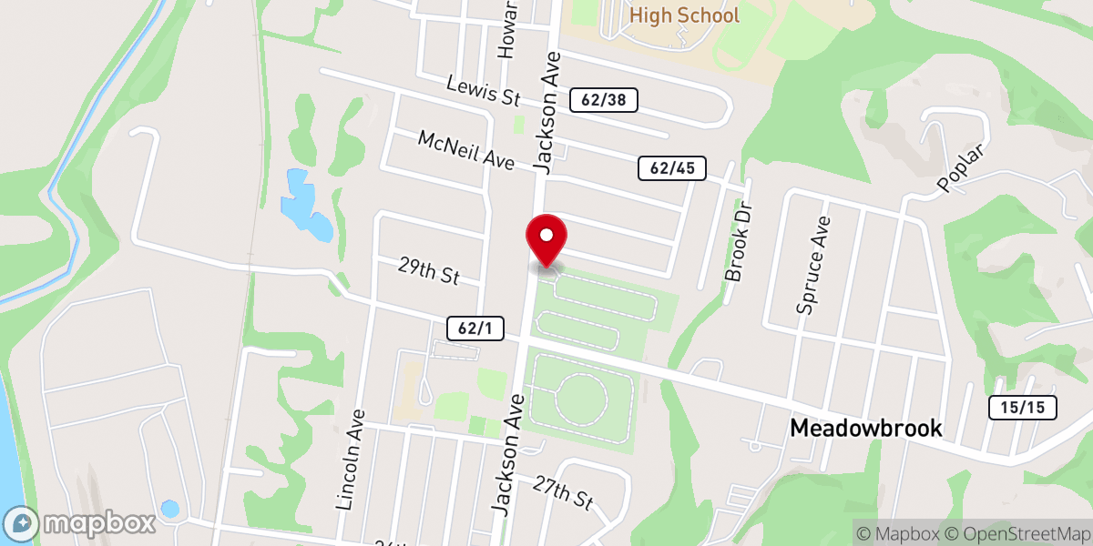 Map showing location of Jackson Avenue Baptist Church