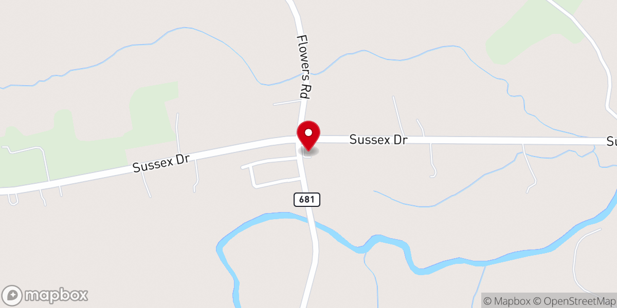 Map showing location of Sappony Baptist Church