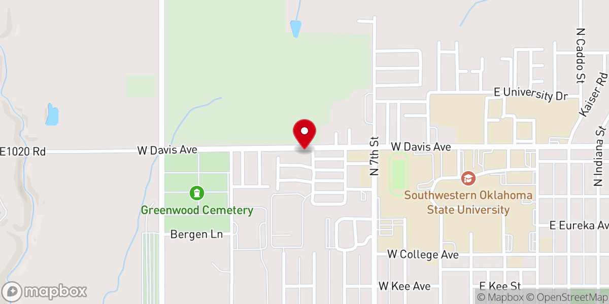 Map showing location of Iglesia Adventista del Séptimo Día Hispana de Weatherford / Weatherford Spanish Seventh-Day Adventist Church