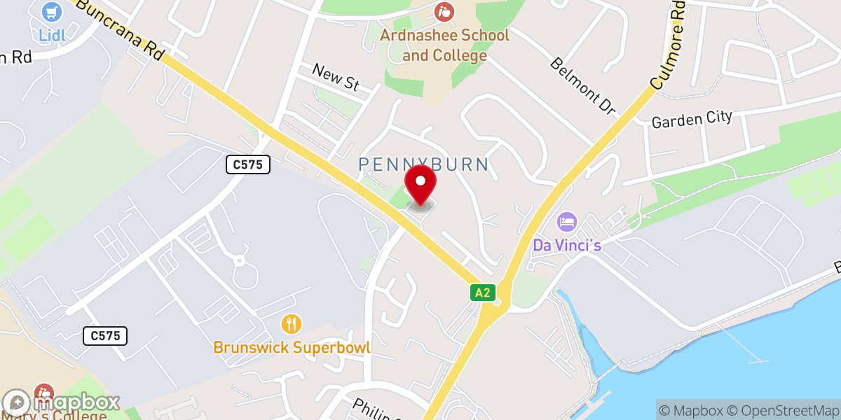 Map showing location of St Patrick's Church