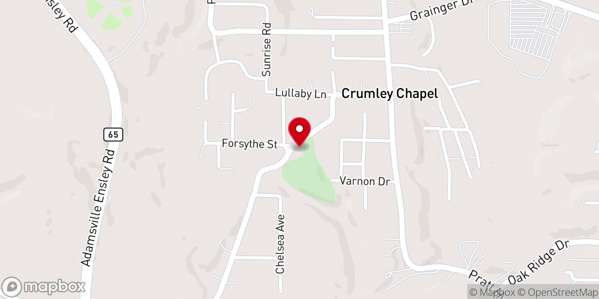 Map showing location of Crumley Chapel United Methodist Church