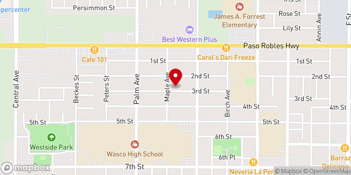 Map showing location of Ministerios Llamada Final Wasco