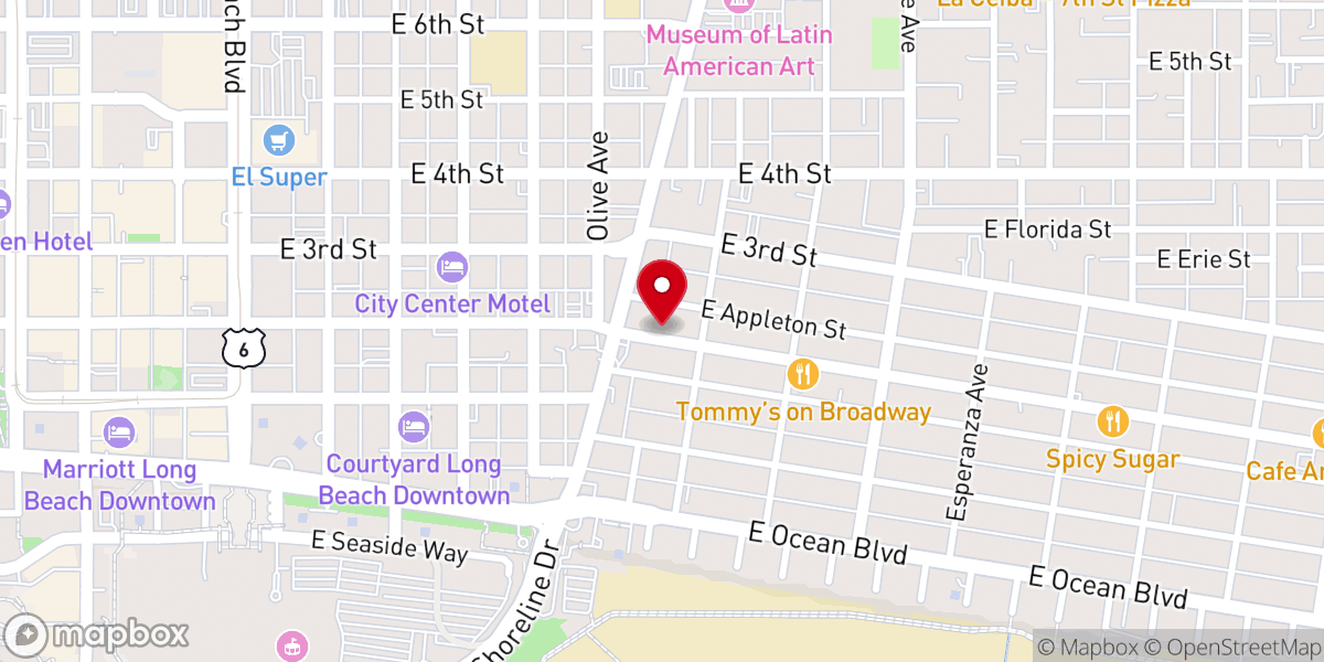 Map showing location of Long Beach Unity Society of Practical Christianity