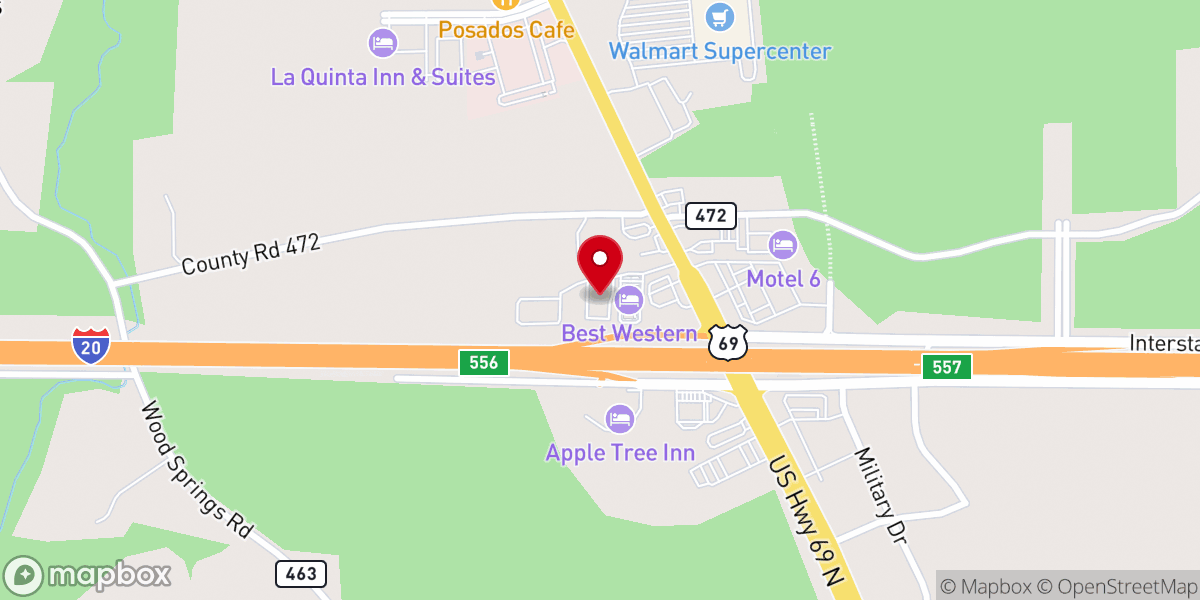 Map showing location of Hampton Inn Lindale/Tyler