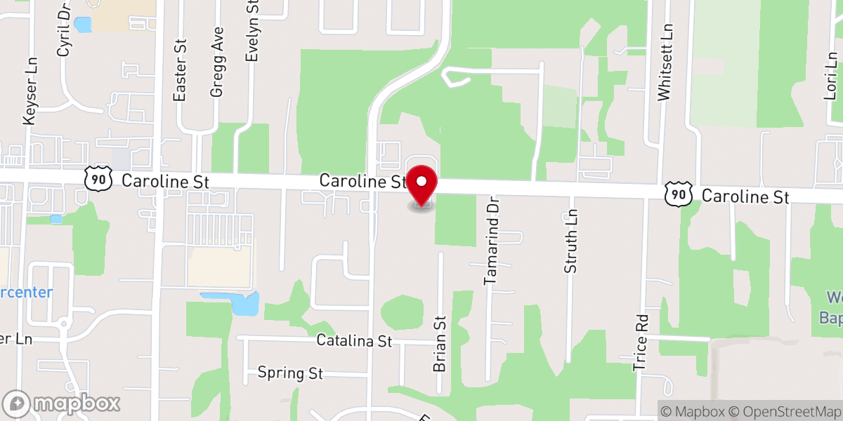 Map showing location of Trinity Baptist Church
