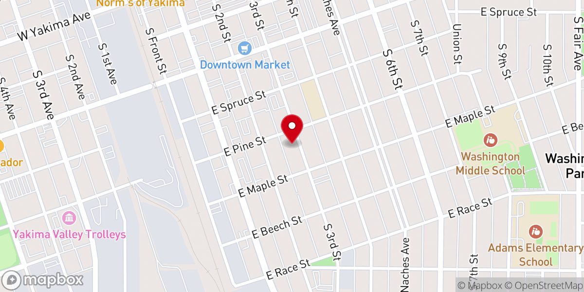 Map showing location of Church in Yakima