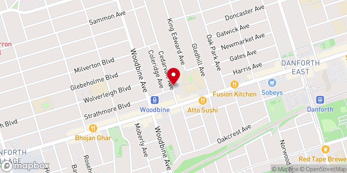 Map showing location of The Salvation Army East Toronto Citadel