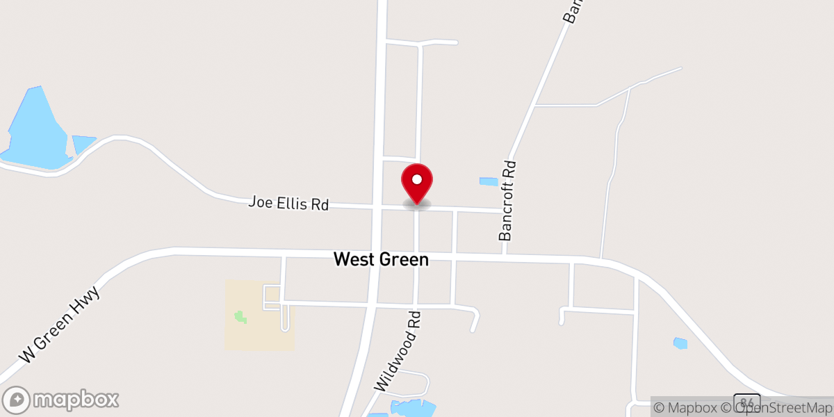 Map showing location of West Green United Methodist Church