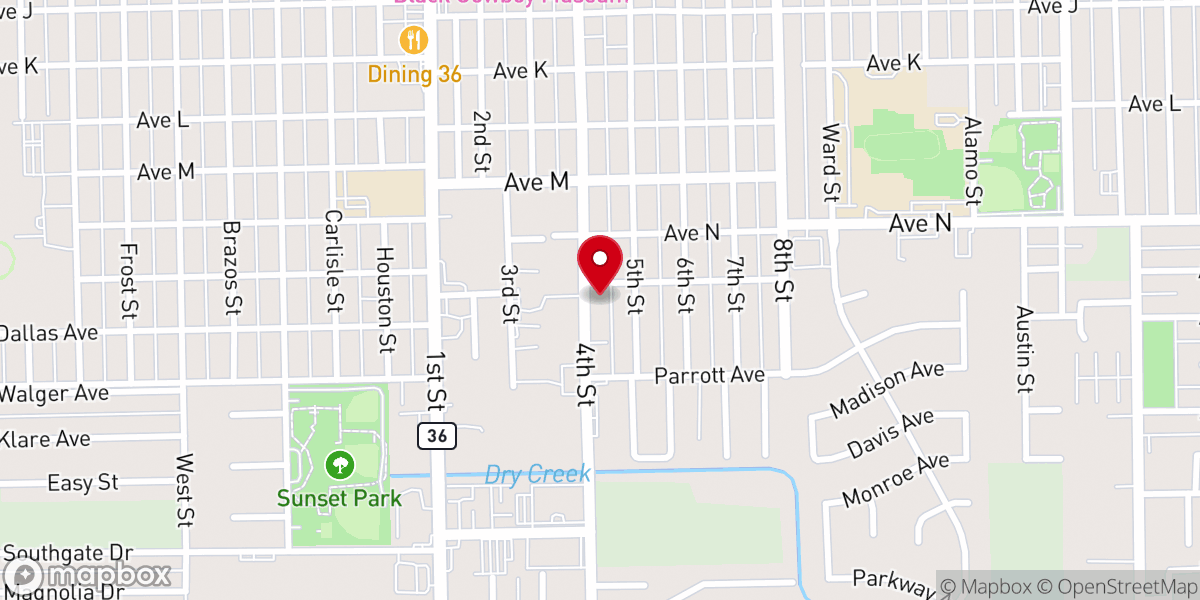 Map showing location of Rosenberg Full Gospel Holy Temple