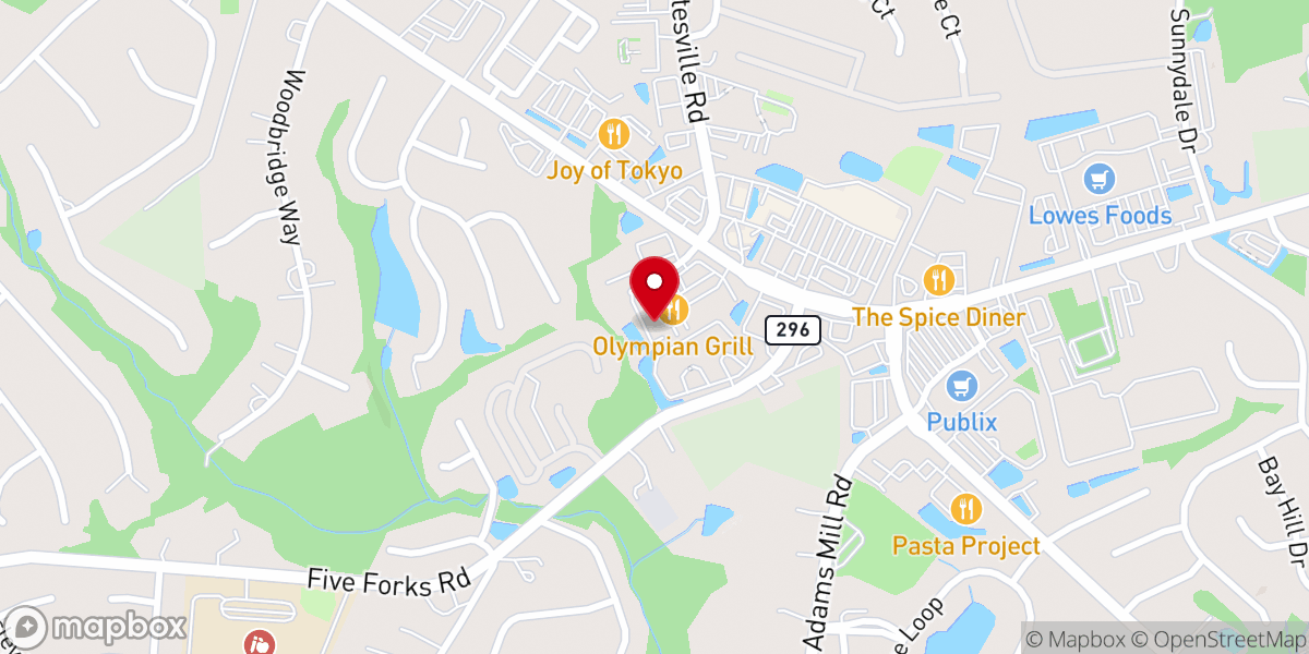 Map showing location of Upstate Church Five Forks