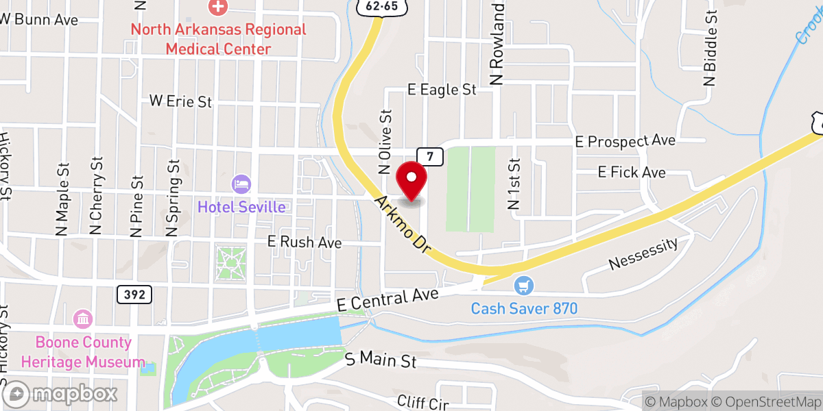 Map showing location of Ozark Share & Care