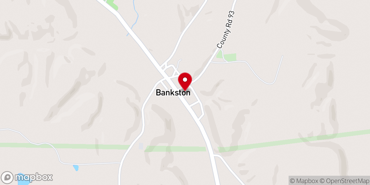 Map showing location of Bankston Baptist Church