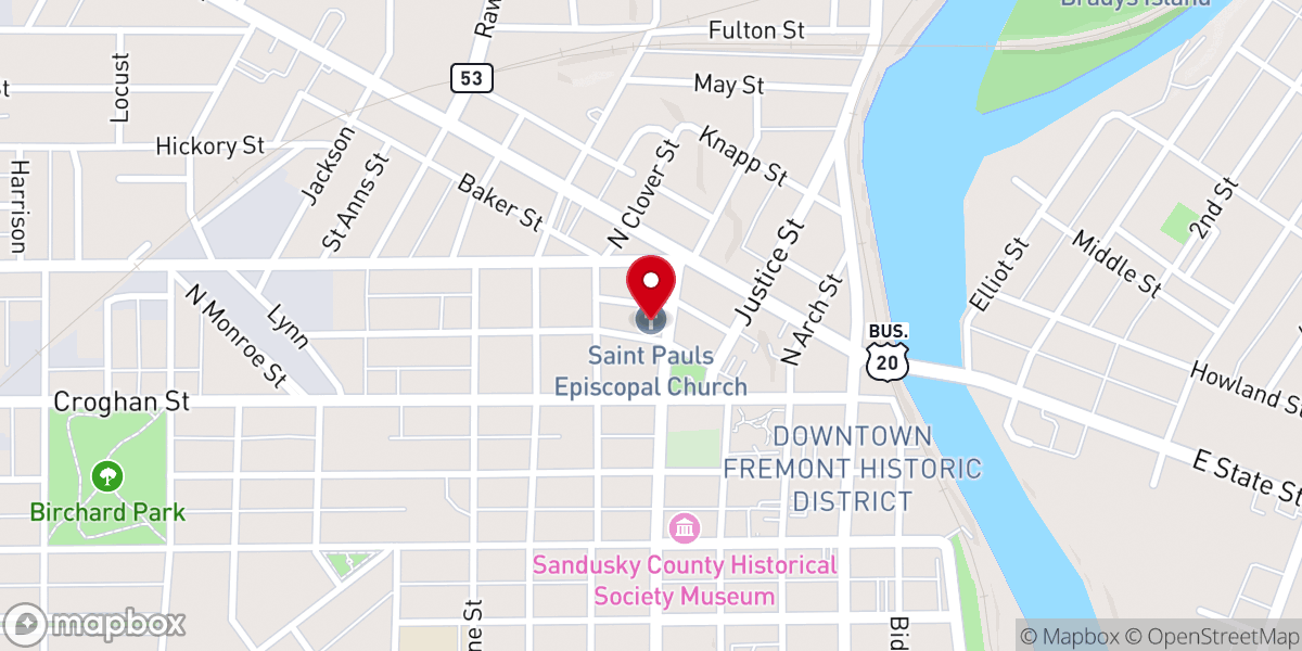 Map showing location of St Paul's Episcopal Church
