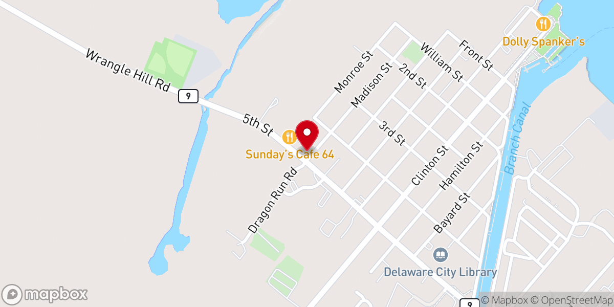Map showing location of Sunday's Cafe 64