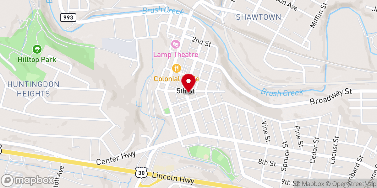 Map showing location of Irwin First Assembly of God