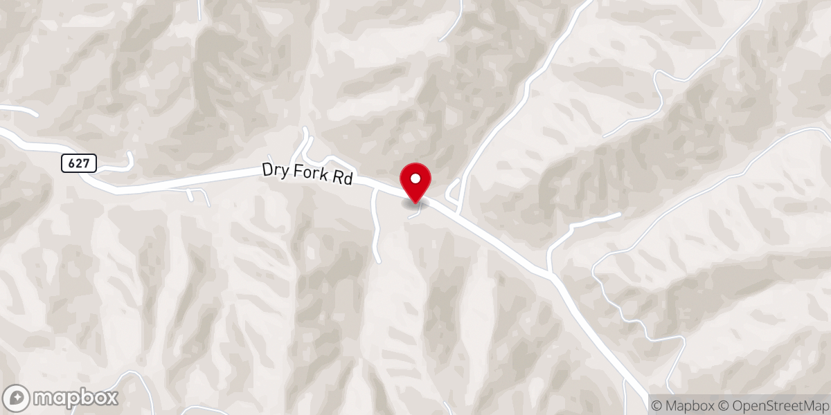Map showing location of Dry Fork Church