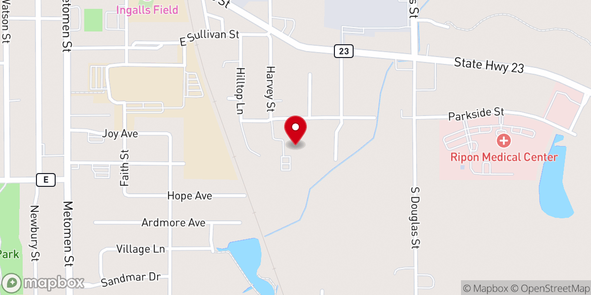 Map showing location of Trinity Evangelical Free Church