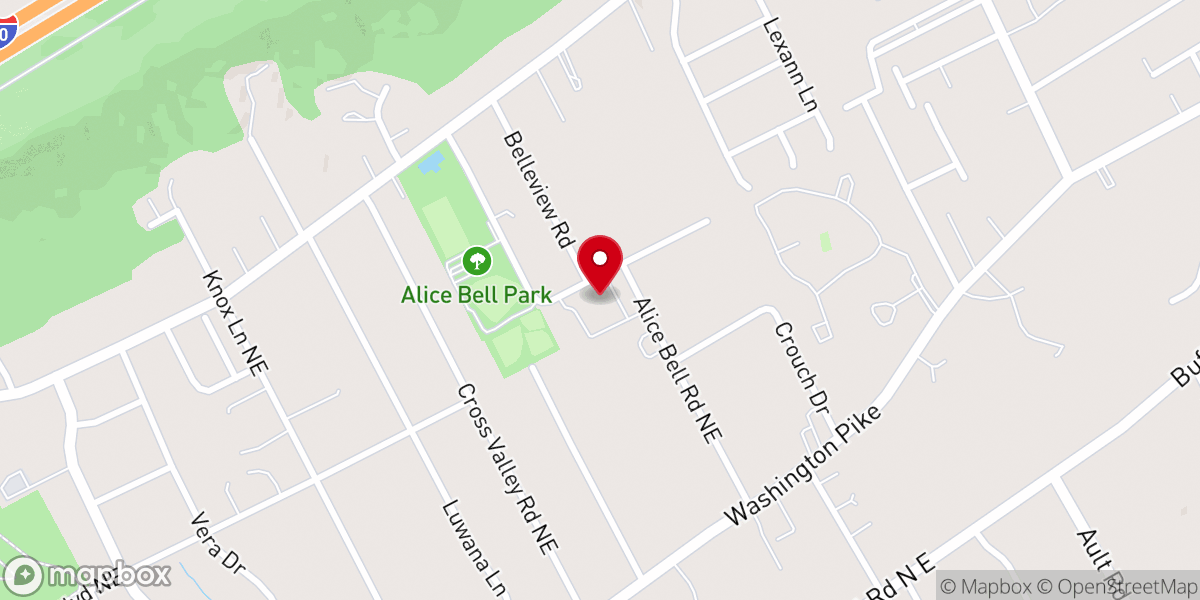 Map showing location of Alice Bell Baptist Church