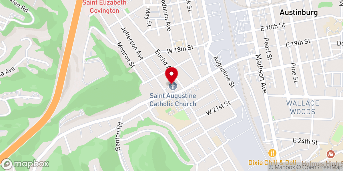 Map showing location of St Augustines Parish and School