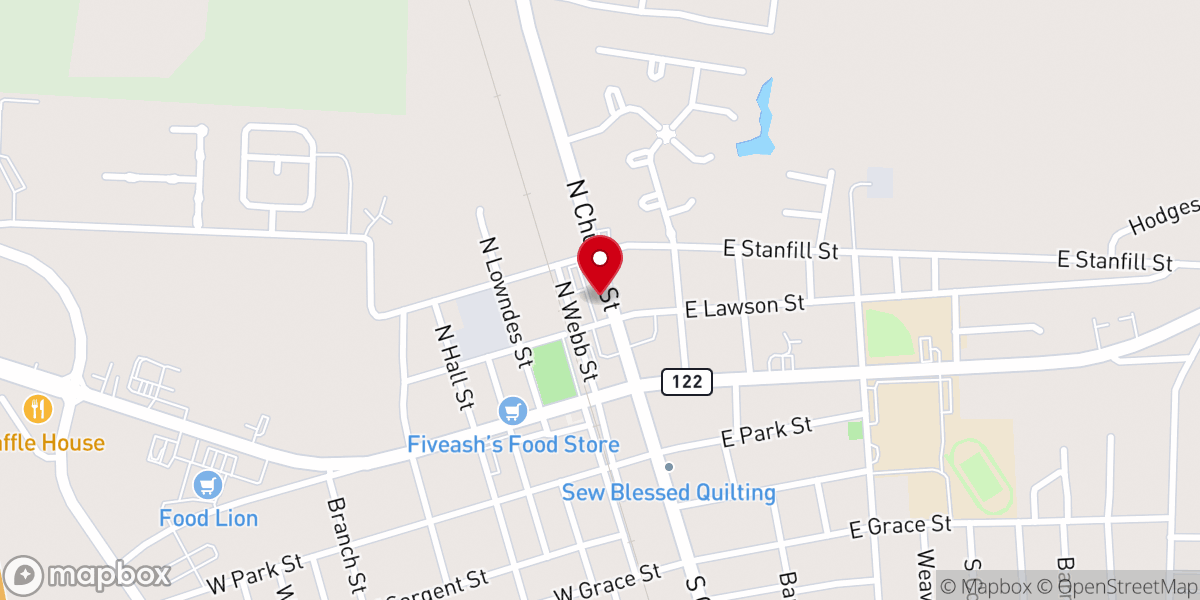 Map showing location of Hahira First Baptist Church