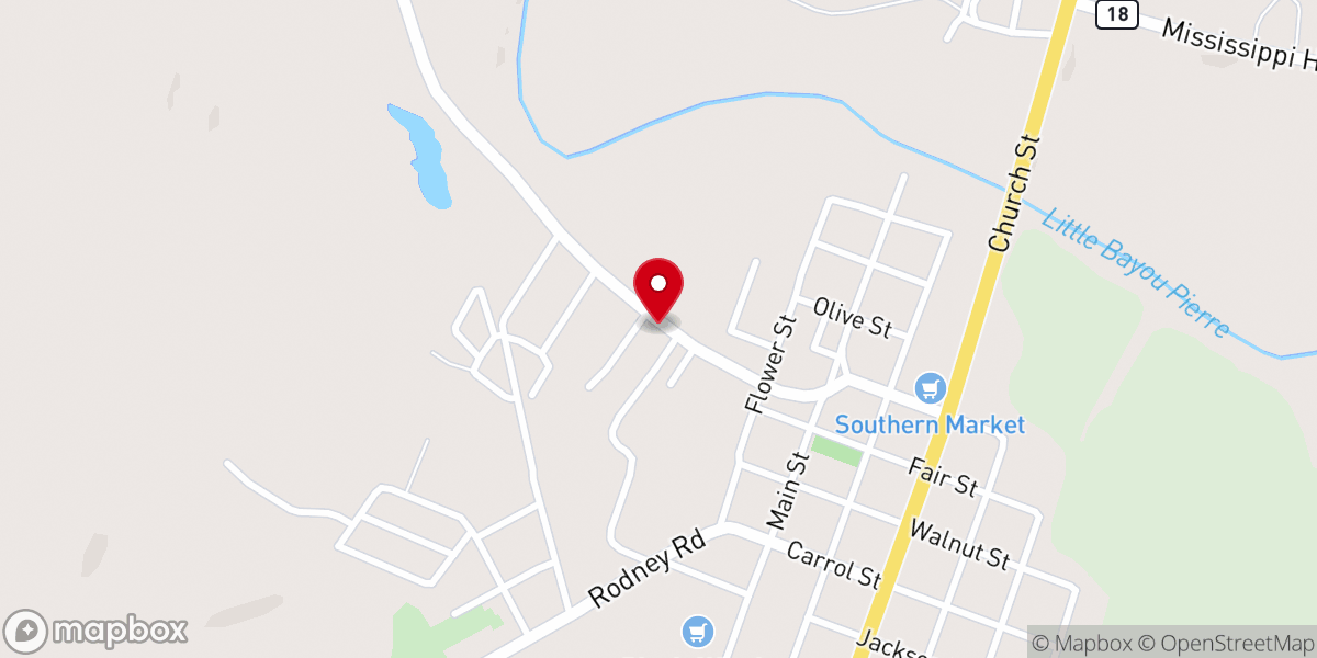 Map showing location of Port Gibson First Seventh-Day Adventist Church