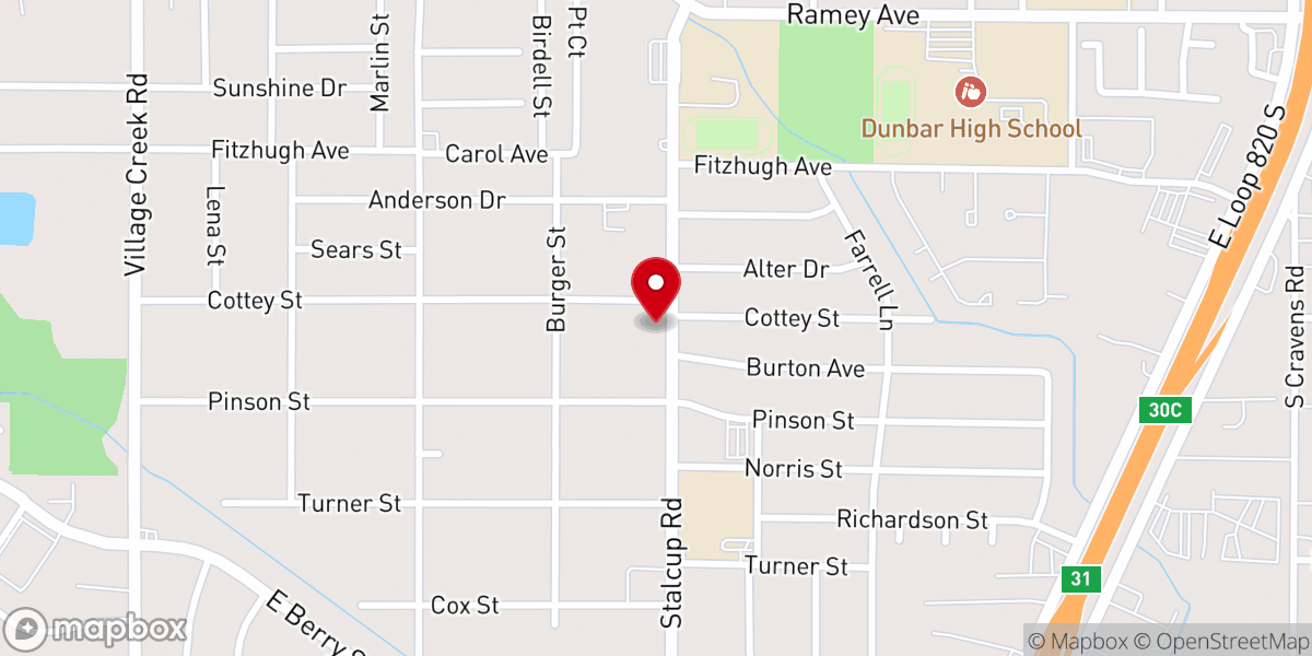 Map showing location of Love City Church Fort Worth