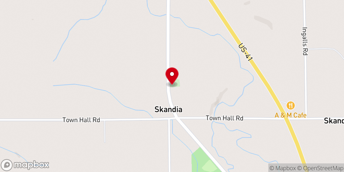 Map showing location of Skandia United Methodist Church