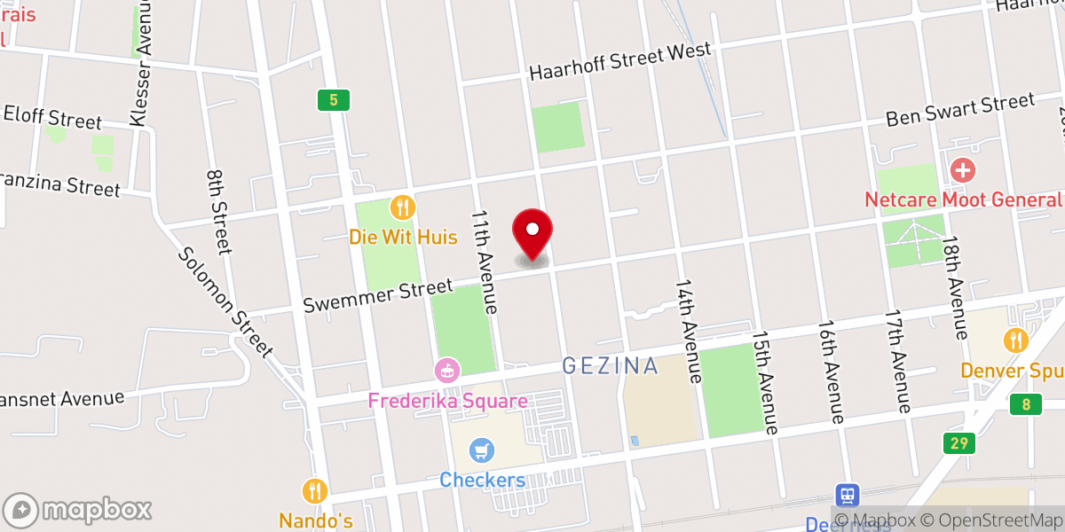 Map showing location of Tshwane United Methodist Church
