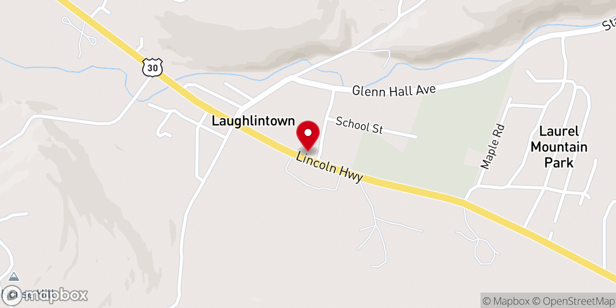 Map showing location of Laughlintown Christian Church