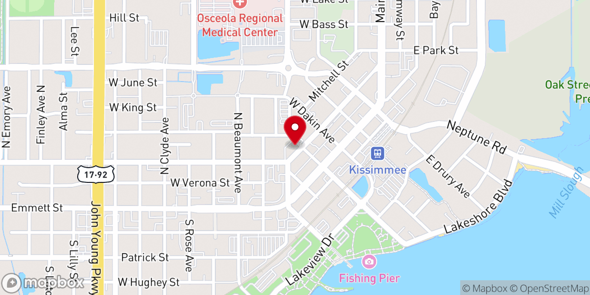 Map showing location of First Presbyterian Church of Kissimmee