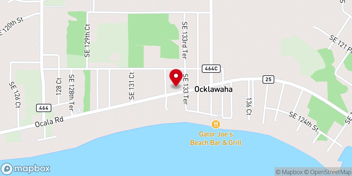 Map showing location of Ocklawaha Methodist Church