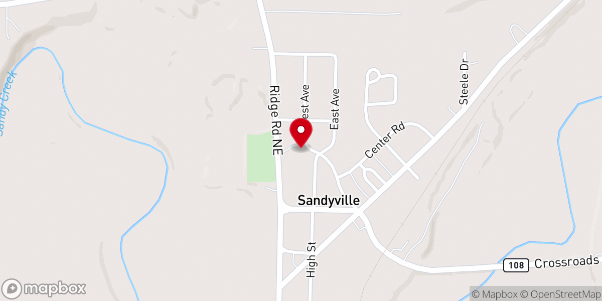 Map showing location of Sandyville United Methodist